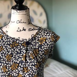 Blue & Yellow Leaf Pattern High-low dress